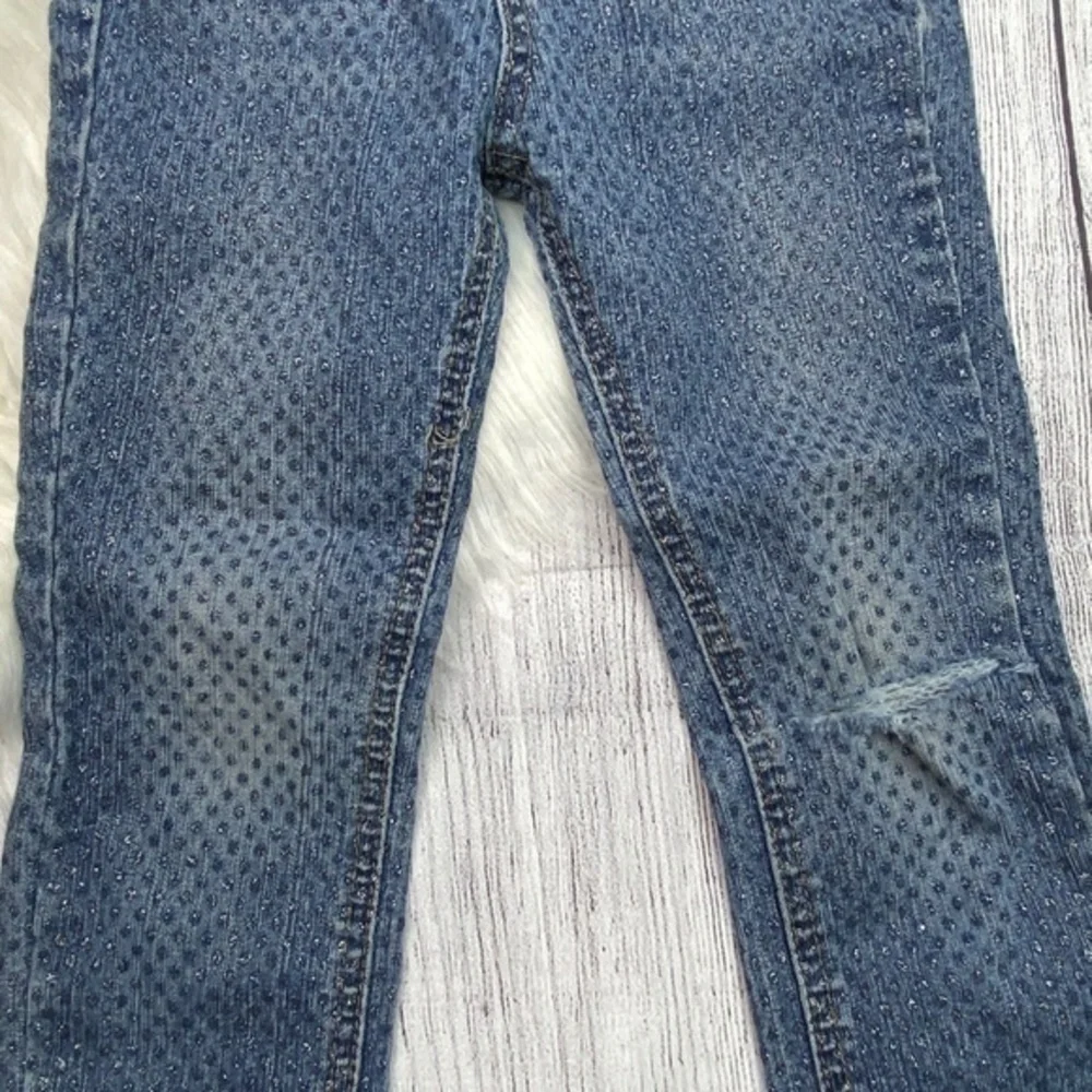 Arizona Jeans Co Skinny Jeans Toddler Girls Size 4T Silver Glitter Polka Dots
